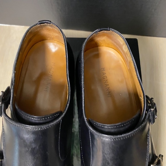 Magnanni Size 9 SILVIO Double Monk Strap Shoes Black Leather With Box - Picture 4 of 14
